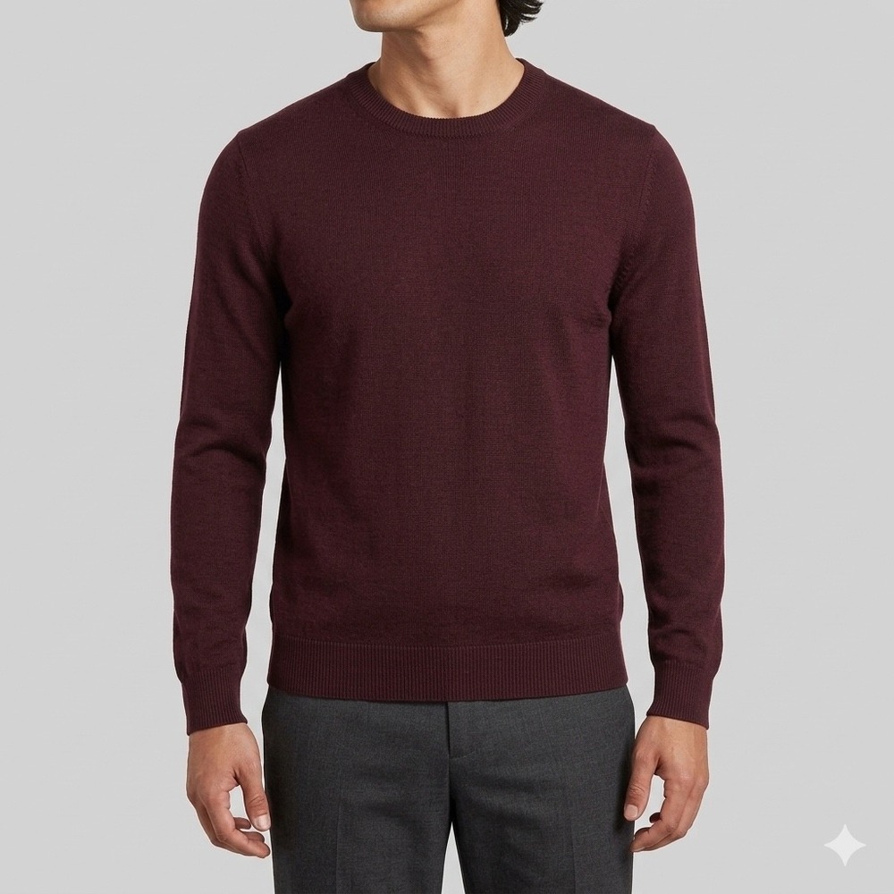 Banana Republic 100% Merino Wool Crewneck Sweater Men's M Burgundy